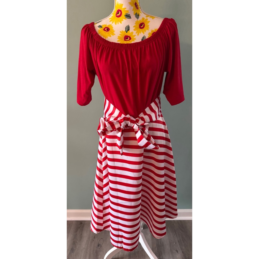 Women's Next Dress, Red & White Stripe, Size US 18